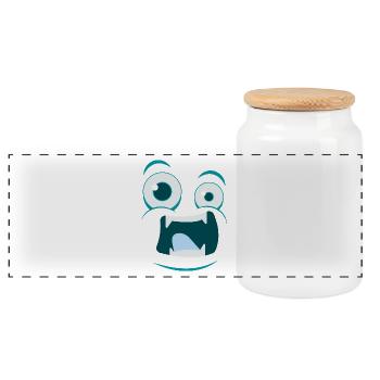 MONSTER Funny Halloween Costume Gift Comic - Panoramic Cookie Jar with Wooden Lid - white - Front