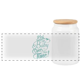 schwanger Baby Kind geboren Geburt Geschenkidee - Panorama Keksdose mit Holzdeckel - Weiß - Vorne