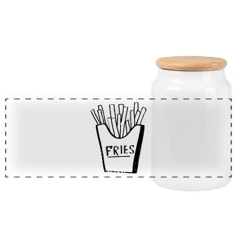 Fries! Frittierte Pommes - Panorama Keksdose mit Holzdeckel - Weiß - Vorne