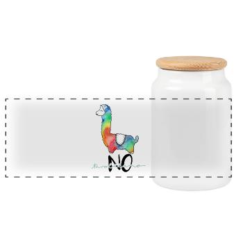 Cooles, buntes Lama lustiger Spruch "no probllama" - Panorama Keksdose mit Holzdeckel - Weiß - Vorne