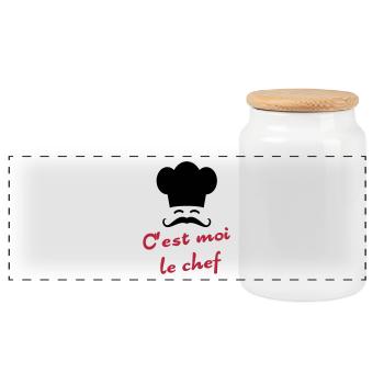 C'est moi le chef - Boîte à biscuits avec couvercle en bois - blanc - Devant