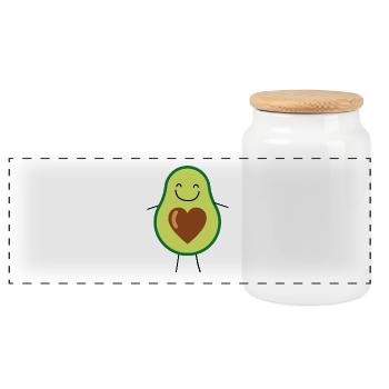 Avocat - Boîte à biscuits avec couvercle en bois - blanc - Devant