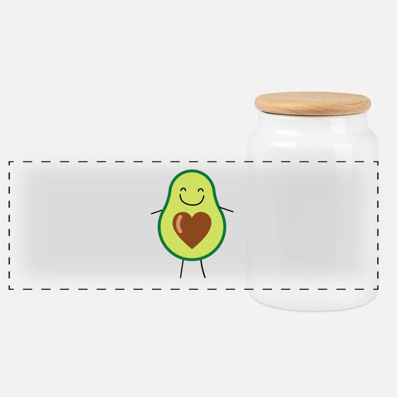 Avocado - Panorama Keksdose mit Holzdeckel - Weiß
