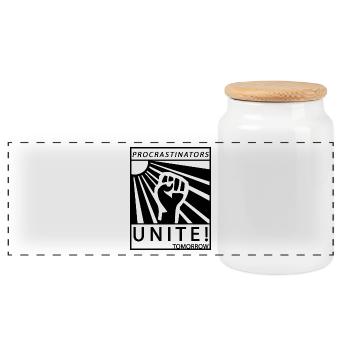 Les procrastinateurs s'unissent demain paresseux son cadeau - Boîte à biscuits avec couvercle en bois - blanc - Devant
