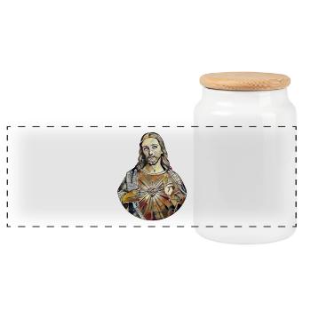 Kandinski Jesus Christ Jesus Christ * Art of Jesus - Panoramic Cookie Jar with Wooden Lid - white - Front