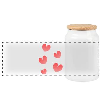 GERADE GEHEIRATET. HEILIGER VALENTINSTAG. ICH LIEBE DICH. ICH LIEBE - Panorama Keksdose mit Holzdeckel - Weiß - Vorne