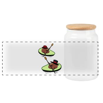 Kayak Avocado Race Paddle Boat Rowing Sporty - Panoramic Cookie Jar with Wooden Lid - white - Front