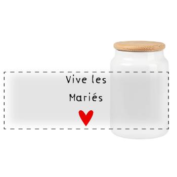 ES LEBE DIE EHE. JUST MARRIED. VALENTINSTAG - Panorama Keksdose mit Holzdeckel - Weiß - Vorne