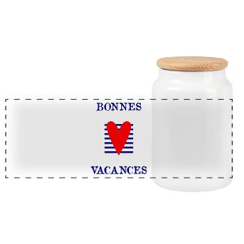 VIVE LES VACANCES. VACANCES. BONNES VACANCES. - Boîte à biscuits avec couvercle en bois - blanc - Devant