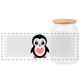 Valentine's Day Gift Valentine's Day - Panoramic Cookie Jar with Wooden Lid - white - Front