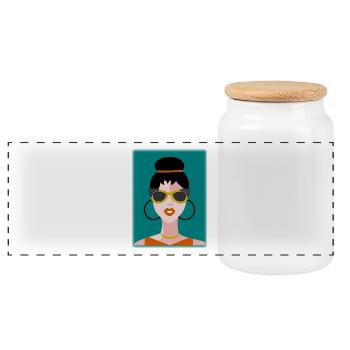 FEMME. FILLE. ADOLESCENT. JOURNEE DE LA FEMME - Boîte à biscuits avec couvercle en bois - blanc - Devant