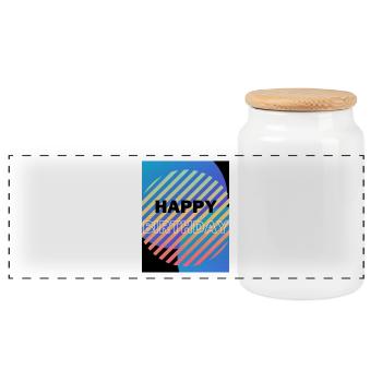 HAPPY BIRTHDAY,HAPPY BIRTHDAY,BIRTHDAY,BIRTHDAY - Panoramic Cookie Jar with Wooden Lid - white - Front