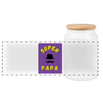 GREAT DAD. DAD. HAPPY BIRTHDAY DAD. DAD. FEAST - Panoramic Cookie Jar with Wooden Lid - white - Front