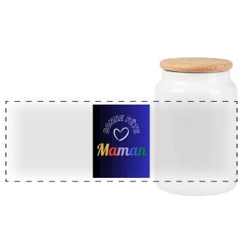 MAMAN. FÊTE DES MÈRES. BONNE FÊTE MAMAN. JE T'AIME - Boîte à biscuits avec couvercle en bois - blanc - Devant