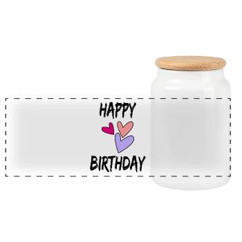 ALLES GUTE ZUM GEBURTSTAG. ALLES GUTE ZUM GEBURTSTAG. GEBURTSTAG. - Panorama Keksdose mit Holzdeckel - Weiß - Vorne