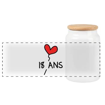 18. 18 ANS. 18e ANNIVERSAIRE. ANNIVERSAIRE 18 ANS. - Boîte à biscuits avec couvercle en bois - blanc - Devant