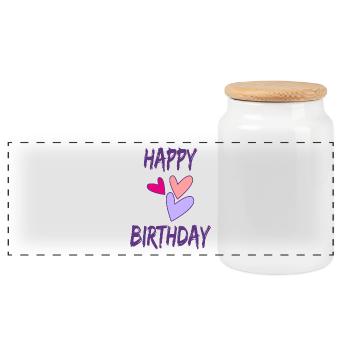 HAPPY BIRTHDAY. ANNIVERSAIRE. - Boîte à biscuits avec couvercle en bois - blanc - Devant
