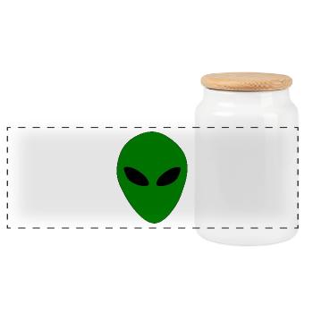 Aliens Alien Head - Panoramic Cookie Jar with Wooden Lid - white - Front