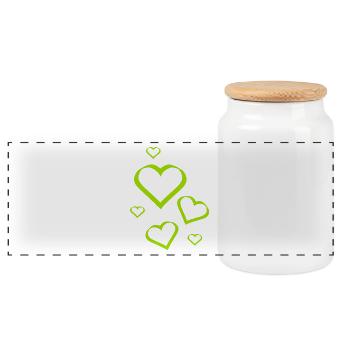 grünes Herz grün Geschenk Valentinstag - Panorama Keksdose mit Holzdeckel - Weiß - Vorne