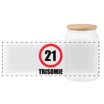Down syndrome - Panoramic Cookie Jar with Wooden Lid - white - Front