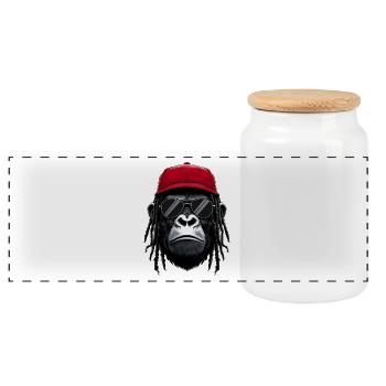 Cool Gorilla Hip Hop Rap Rapper Sunglasses - Panoramic Cookie Jar with Wooden Lid - white - Front