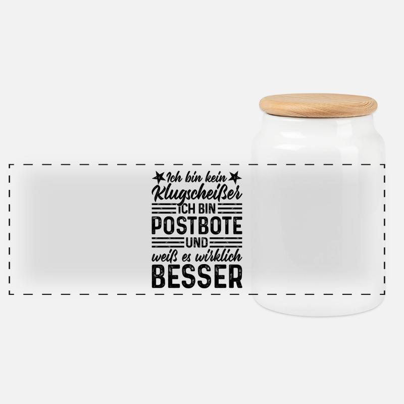 Postbote - Panorama Keksdose mit Holzdeckel - Weiß