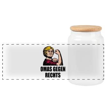 Omas gegen rechts - Panorama Keksdose mit Holzdeckel - Weiß - Vorne