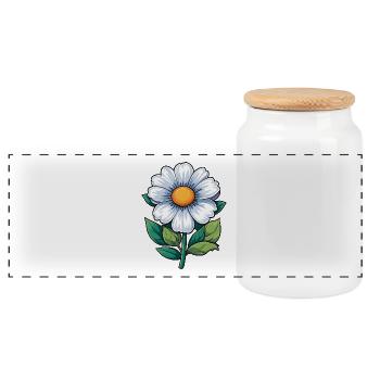 Petite fleur blanche - Boîte à biscuits avec couvercle en bois - blanc - Devant