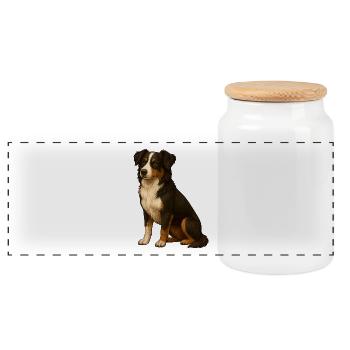 Border Collie - Panoramic Cookie Jar with Wooden Lid - white - Front