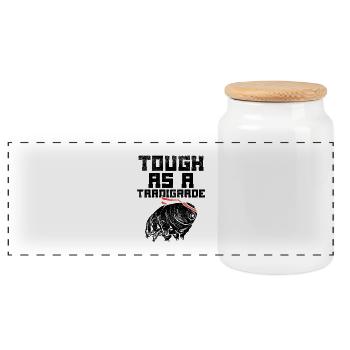 Strong as a Tardigrade – Microbiologist Humor - Panoramic Cookie Jar with Wooden Lid - white - Front