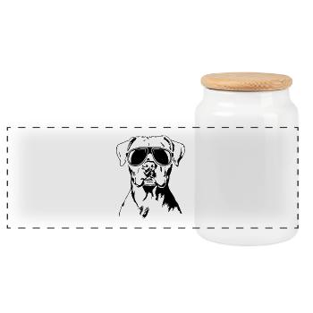 Dogo Argentino Cool Portrait Dog Dog Wilsigns - Panoramic Cookie Jar with Wooden Lid - white - Front