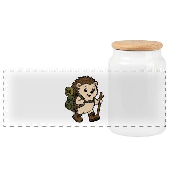 Wandering Squirrel Adventurer - Panoramic Cookie Jar with Wooden Lid - white - Front