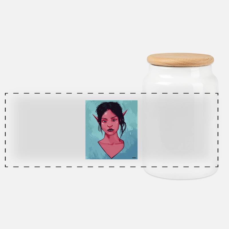 Portrait einer Dame - Panorama Keksdose mit Holzdeckel - Weiß