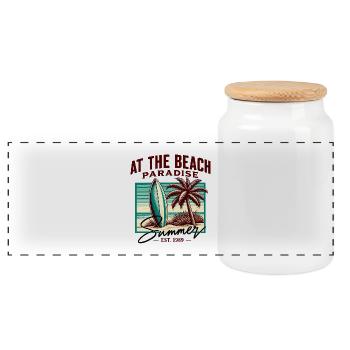 Paradis d’été sur la plage Surf rétro - Boîte à biscuits avec couvercle en bois - blanc - Devant