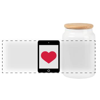 Love Smartphone Tablet - Panoramic Cookie Jar with Wooden Lid - white - Front