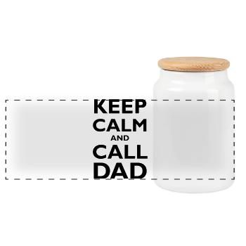 Keep Calm & Call Dad - Panoramic Cookie Jar with Wooden Lid - white - Front