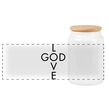 Dear God - Panoramic Cookie Jar with Wooden Lid - white - Front