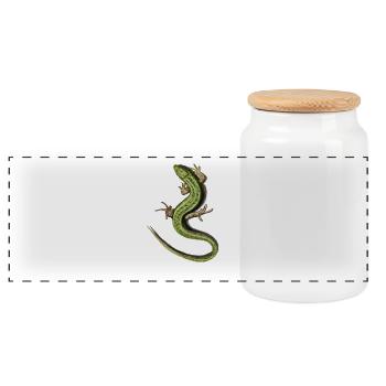 Lizard - Panoramic Cookie Jar with Wooden Lid - white - Front