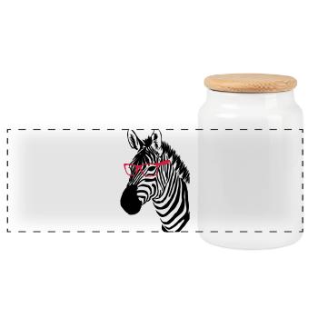 Zebra mit Brille - Panorama Keksdose mit Holzdeckel - Weiß - Vorne