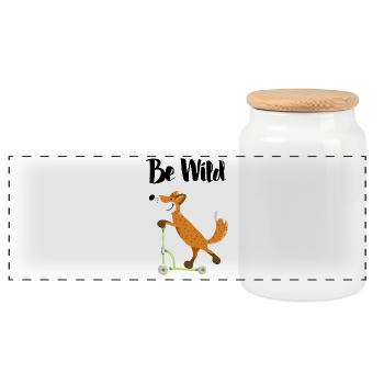 Be Wild Fuchs mit seinem Roller - Kinder - Lustig - Panorama Keksdose mit Holzdeckel - Weiß - Vorne