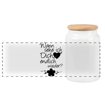Wiedersehen Liebe, Spruch, Geschenk - Panorama Keksdose mit Holzdeckel - Weiß - Vorne