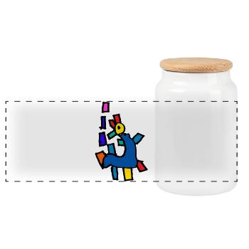 dino - Panoramic Cookie Jar with Wooden Lid - white - Front