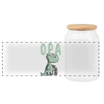 Opa Dinosaurier - Großvater - Geschenk - Panorama Keksdose mit Holzdeckel - Weiß - Vorne