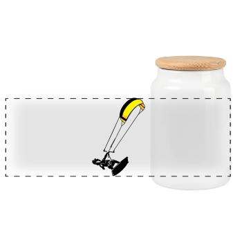 kite-surf - Panoramic Cookie Jar with Wooden Lid - white - Front