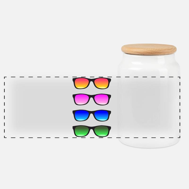 Sunglasses - Panoramic Cookie Jar with Wooden Lid - white