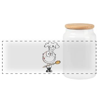 Caricature de chef stick figure - Boîte à biscuits avec couvercle en bois - blanc - Devant