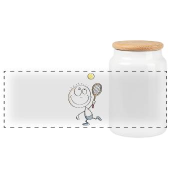 Figure de bâton de joueur de tennis drôle - Boîte à biscuits avec couvercle en bois - blanc - Devant