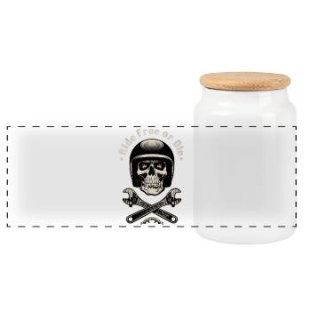 Ride free - Boîte à biscuits avec couvercle en bois - blanc - Devant