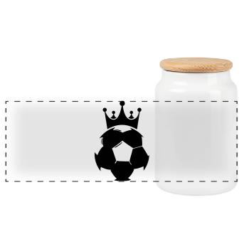 football soccer - Boîte à biscuits avec couvercle en bois - blanc - Devant