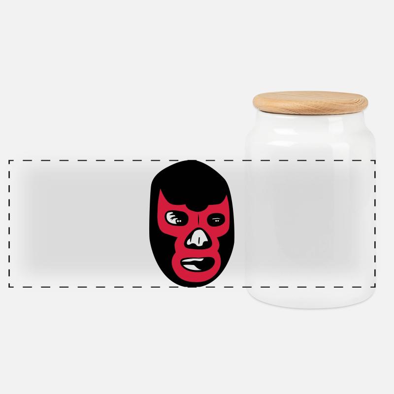 mexican wrestling mask lucha libre - Panorama Keksdose mit Holzdeckel - Weiß